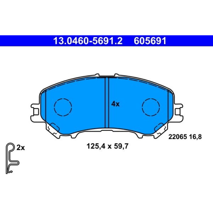 ATE 13.0460-5691.2 Bremsbelagsatz, Scheibenbremse ATE 13.0460-5691.2 Bremsbelagsatz, Scheibenbremse