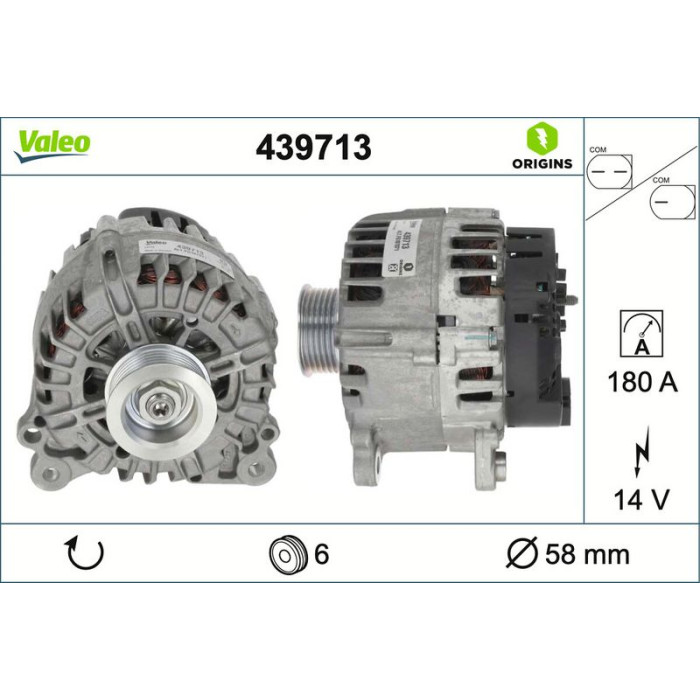 Valeo 439713 Generator ORIGINS - NEW O.E. TECHNOLOGIE Valeo 439713 Generator ORIGINS - NEW O.E. TECHNOLOGIE