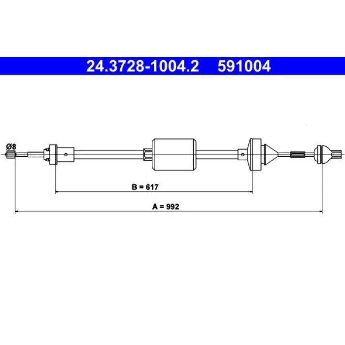 ATE 24.3728-1004.2 Seilzug, Kupplungsbetätigung ATE 24.3728-1004.2 Seilzug, Kupplungsbetätigung