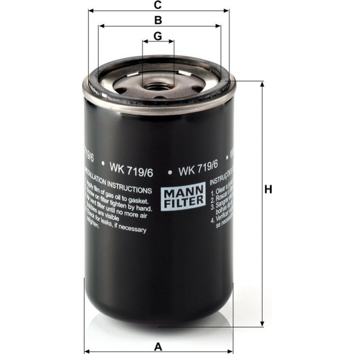 Mann-Filter WK 719/6 Kraftstofffilter Mann-Filter WK 719/6 Kraftstofffilter