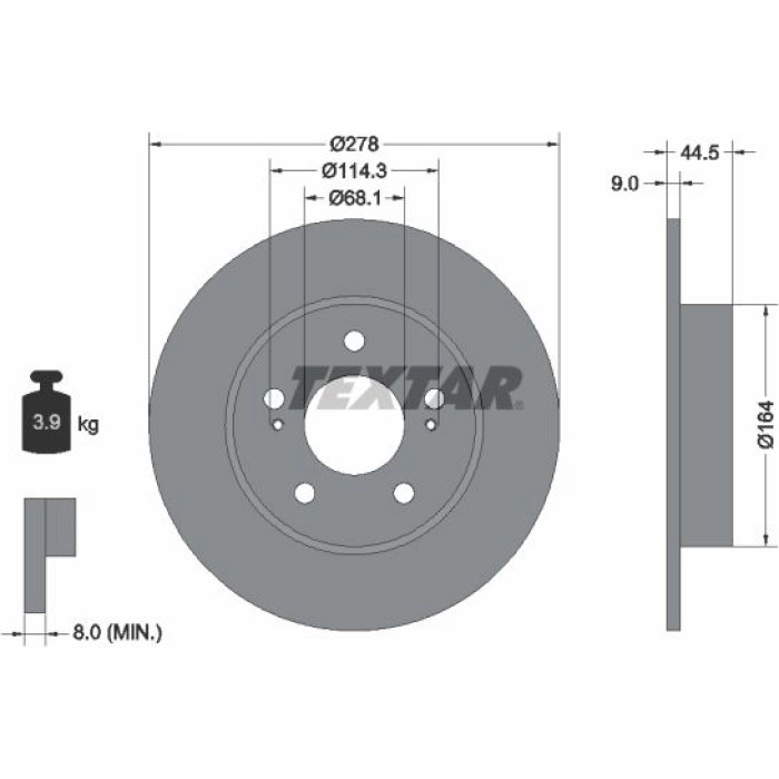 Textar 92113103 Bremsscheibe PRO Textar 92113103 Bremsscheibe PRO