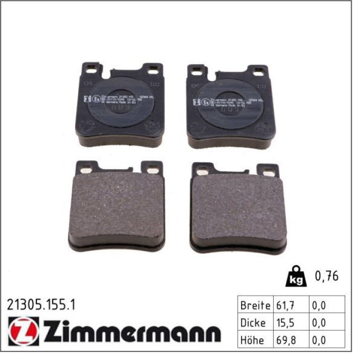 Zimmermann 21305.155.1 Bremsbelagsatz, Scheibenbremse Zimmermann 21305.155.1 Bremsbelagsatz, Scheibenbremse