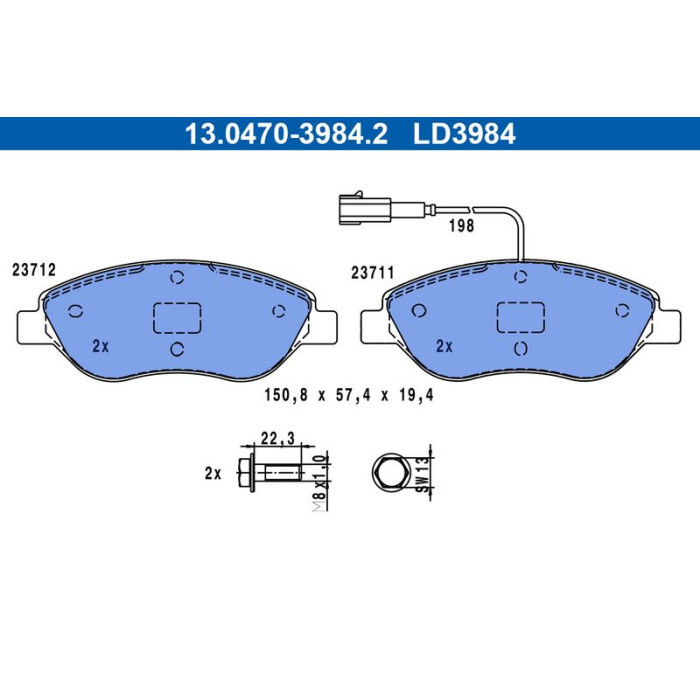 ATE 13.0470-3984.2 Bremsbelagsatz, Scheibenbremse Ceramic ATE 13.0470-3984.2 Bremsbelagsatz, Scheibenbremse Ceramic