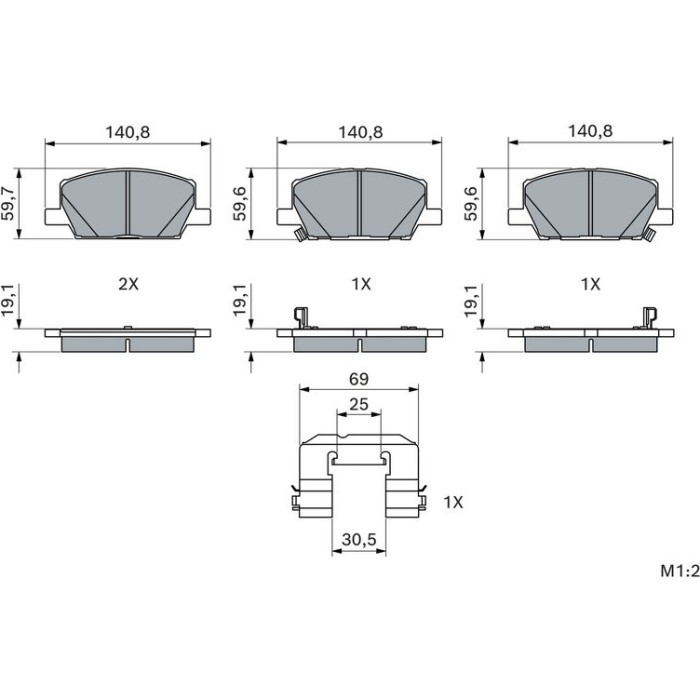 BOSCH 0 986 424 896 Bremsbelagsatz, Scheibenbremse BOSCH 0 986 424 896 Bremsbelagsatz, Scheibenbremse