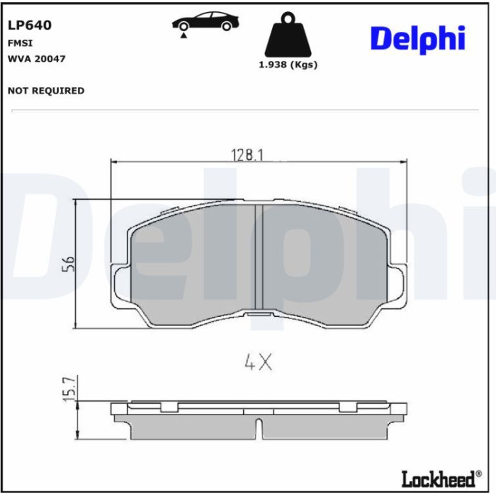 Delphi LP640 Bremsbelagsatz, Scheibenbremse Delphi LP640 Bremsbelagsatz, Scheibenbremse