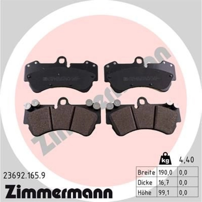 Zimmermann 23692.165.9 Bremsbelagsatz, Scheibenbremse pb:z Zimmermann 23692.165.9 Bremsbelagsatz, Scheibenbremse pb:z