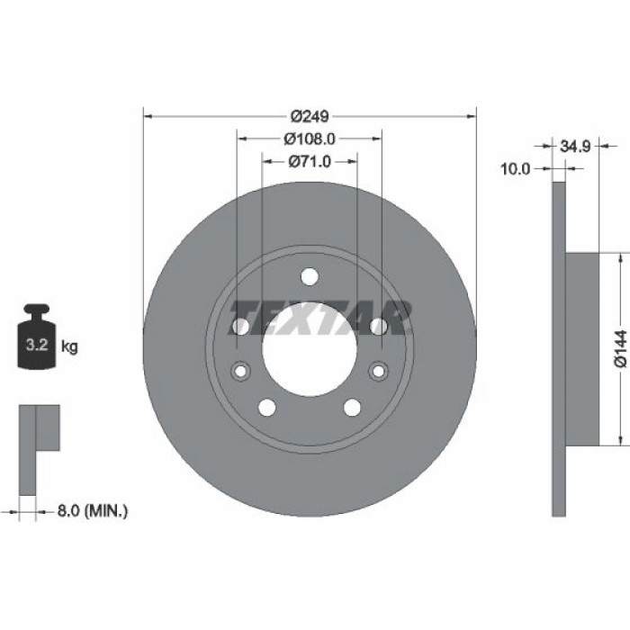 Textar 92269103 Bremsscheibe PRO Textar 92269103 Bremsscheibe PRO