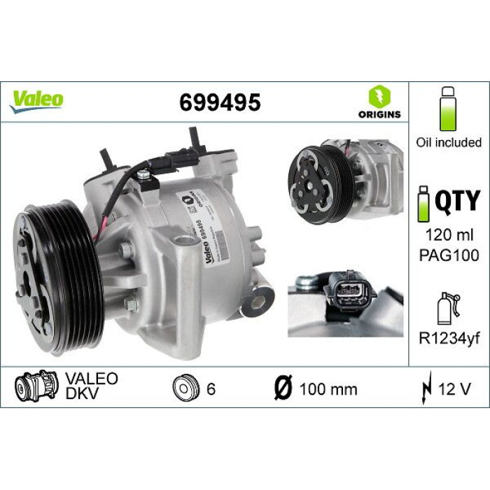 Valeo 699495 Kompressor, Klimaanlage ORIGINS - NEW O.E. TECHNOLOGIE Valeo 699495 Kompressor, Klimaanlage ORIGINS - NEW O.E. TECHNOLOGIE