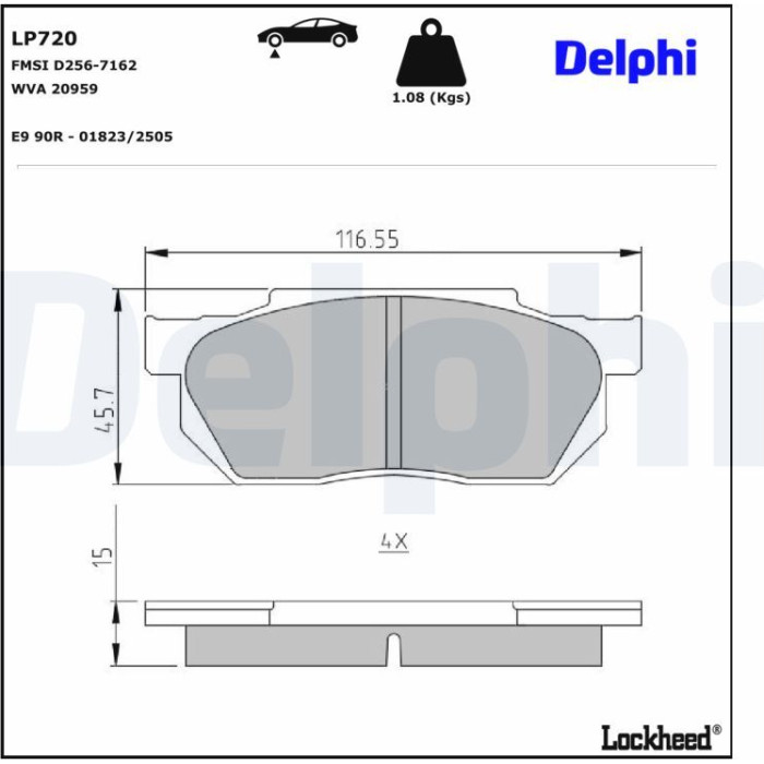 Delphi LP720 Bremsbelagsatz, Scheibenbremse Delphi LP720 Bremsbelagsatz, Scheibenbremse