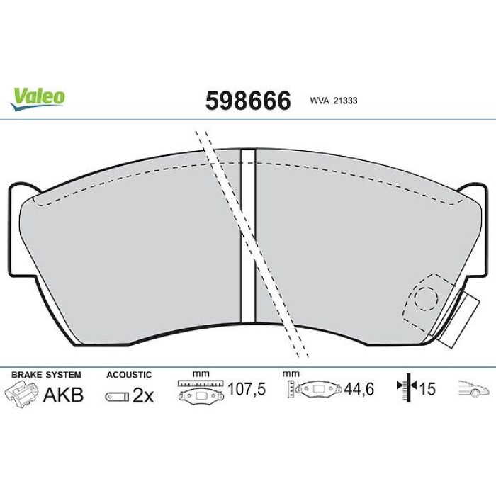 Valeo 598666 Bremsbelagsatz, Scheibenbremse Valeo 598666 Bremsbelagsatz, Scheibenbremse