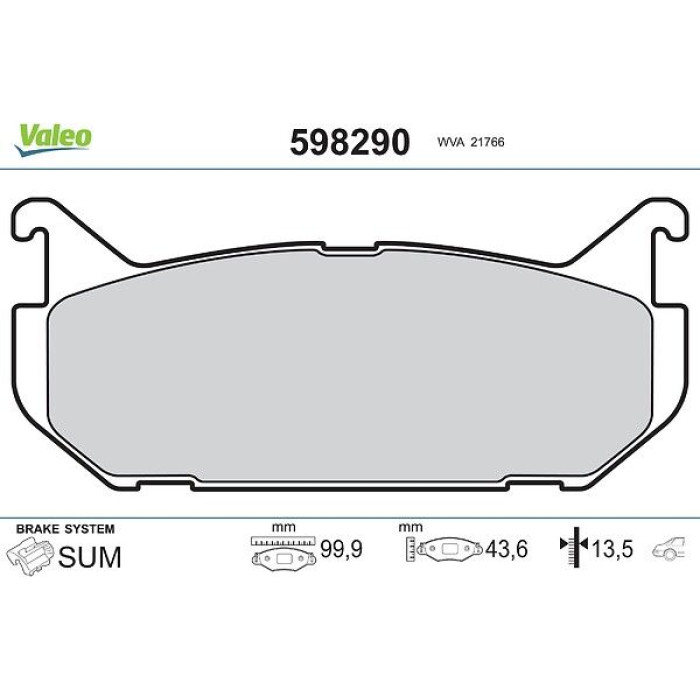 Valeo 598290 Bremsbelagsatz, Scheibenbremse Valeo 598290 Bremsbelagsatz, Scheibenbremse