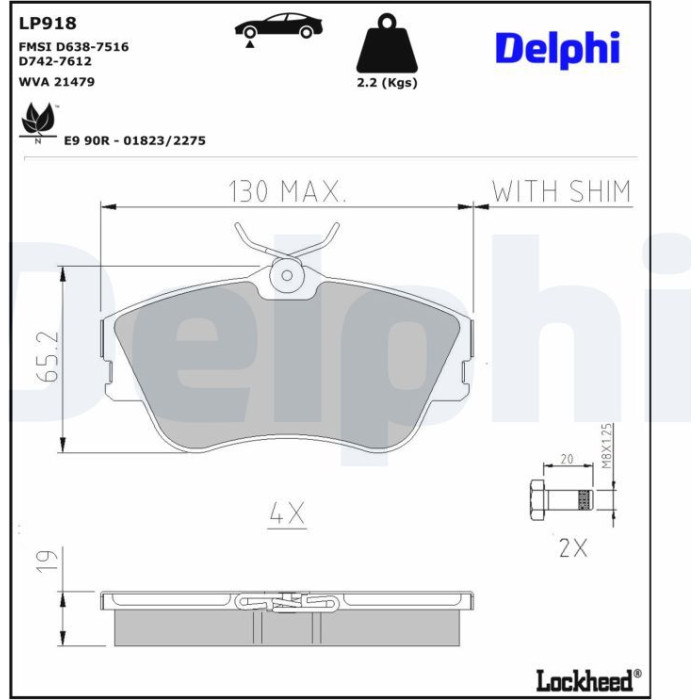Delphi LP918 Bremsbelagsatz, Scheibenbremse Delphi LP918 Bremsbelagsatz, Scheibenbremse