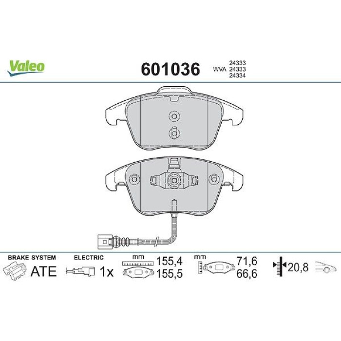 Valeo 601036 Bremsbelagsatz, Scheibenbremse Valeo 601036 Bremsbelagsatz, Scheibenbremse