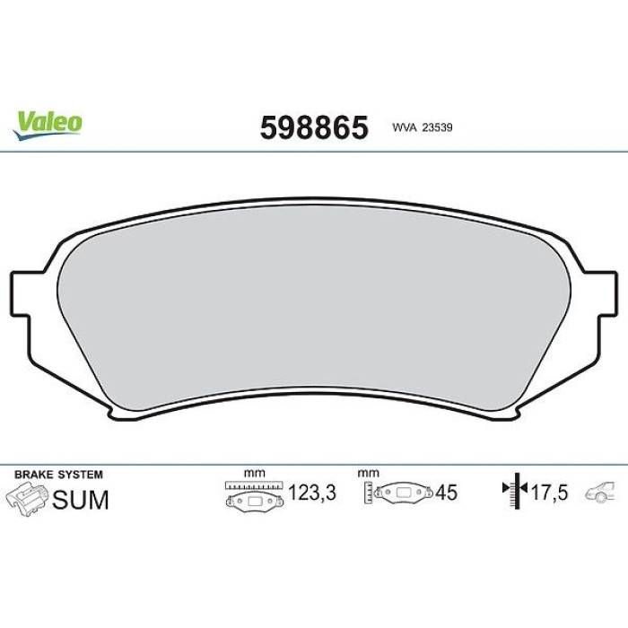Valeo 598865 Bremsbelagsatz, Scheibenbremse Valeo 598865 Bremsbelagsatz, Scheibenbremse
