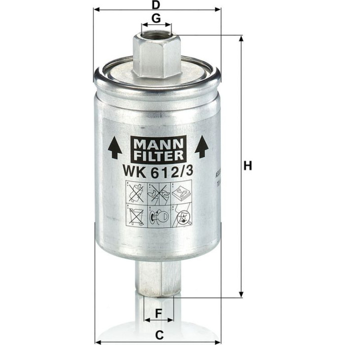 Mann-Filter WK 612/3 Kraftstofffilter Mann-Filter WK 612/3 Kraftstofffilter