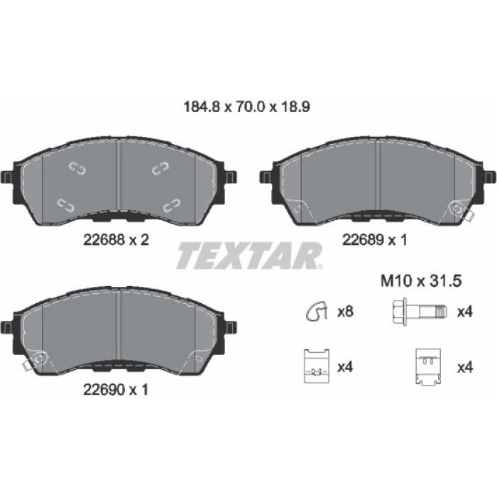 Textar 2268801 Bremsbelagsatz, Scheibenbremse Q+