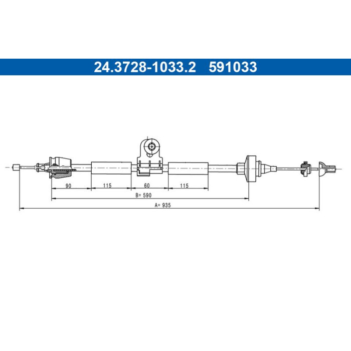 ATE 24.3728-1033.2 Seilzug, Kupplungsbetätigung ATE 24.3728-1033.2 Seilzug, Kupplungsbetätigung