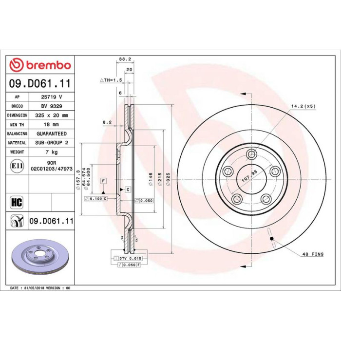 Brembo 09.D061.11 Bremsscheibe PRIME LINE - UV Coated Brembo 09.D061.11 Bremsscheibe PRIME LINE - UV Coated