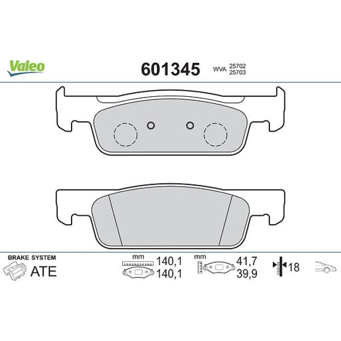 Valeo 601345 Bremsbelagsatz, Scheibenbremse Valeo 601345 Bremsbelagsatz, Scheibenbremse