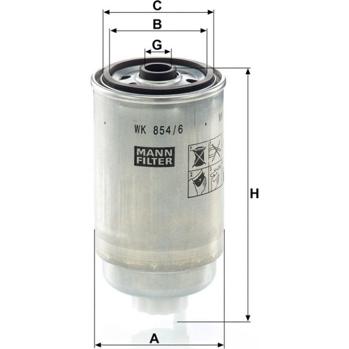 Mann-Filter WK 854/6 Kraftstofffilter Mann-Filter WK 854/6 Kraftstofffilter