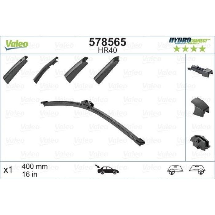 Valeo 578565 Wischblatt Scheibenwischer HYDROCONNECT REAR