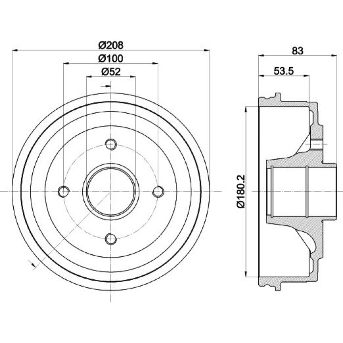 Hella 8DT 355 301-261 Bremstrommel Hella 8DT 355 301-261 Bremstrommel