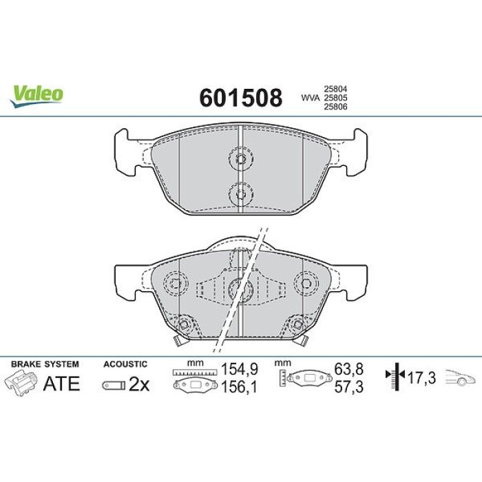 Valeo 601508 Bremsbelagsatz, Scheibenbremse