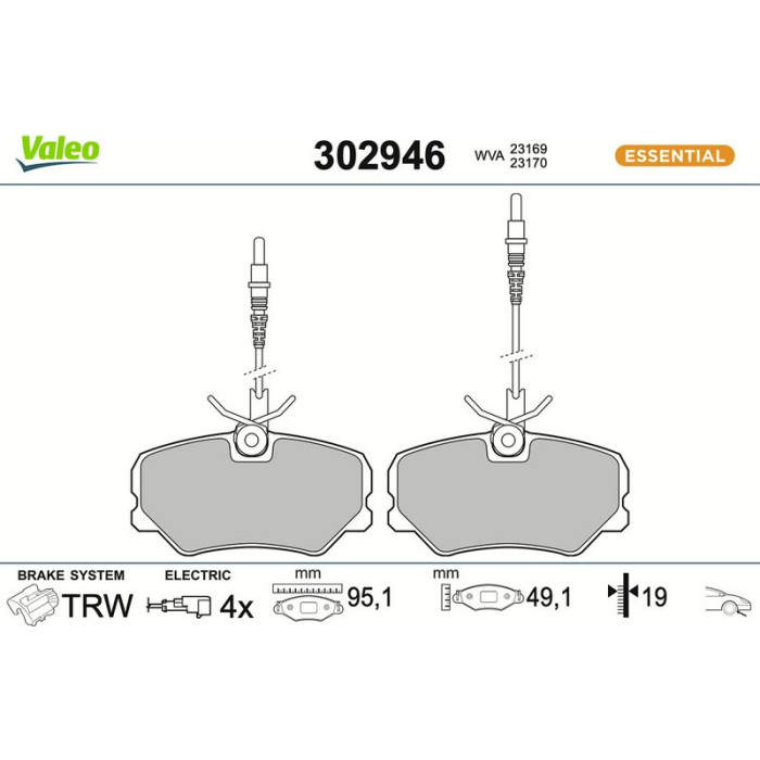 Valeo 302946 Bremsbelagsatz, Scheibenbremse ESSENTIAL