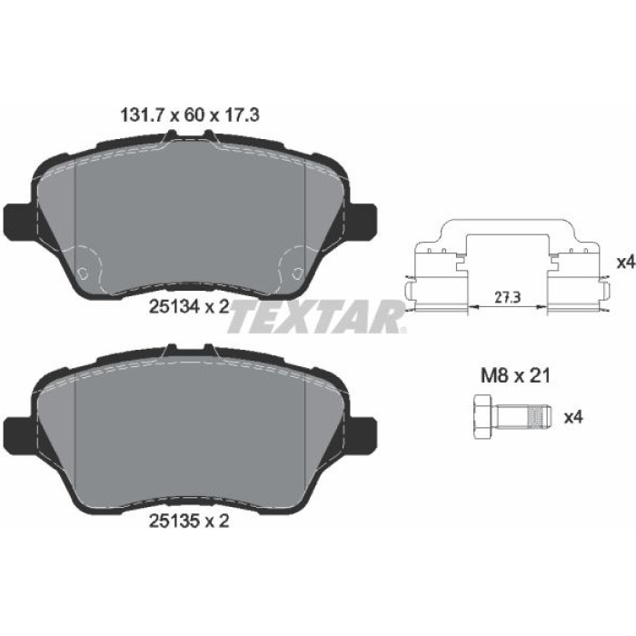 Textar 2513402 Bremsbelagsatz, Scheibenbremse Q+