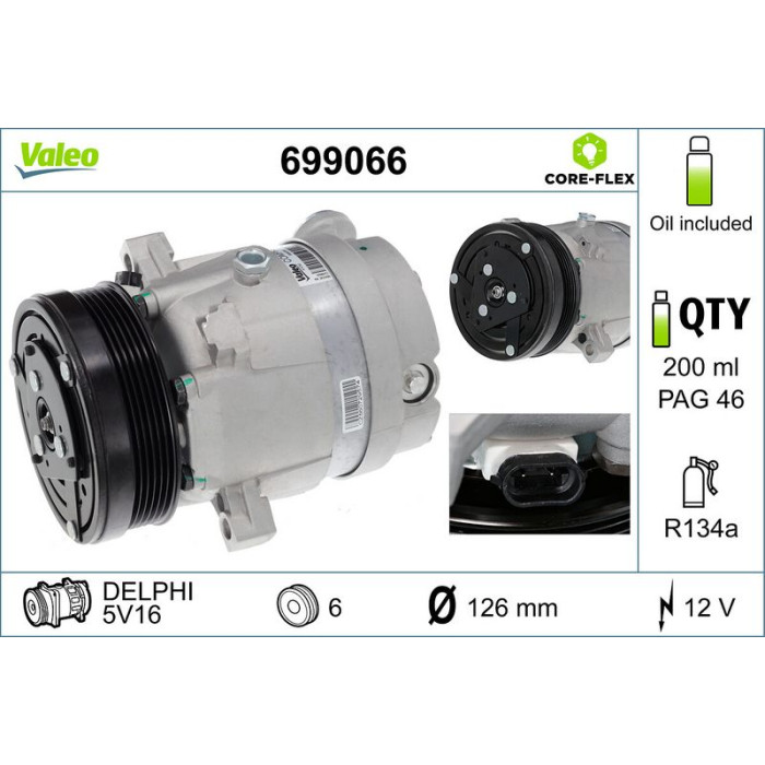 Valeo 699066 Kompressor, Klimaanlage CORE-FLEX Valeo 699066 Kompressor, Klimaanlage CORE-FLEX