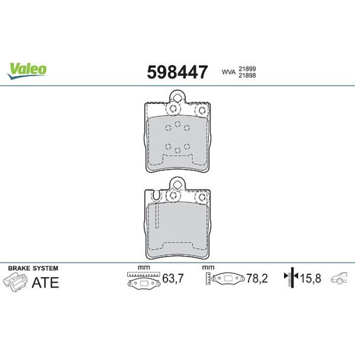 Valeo 598447 Bremsbelagsatz, Scheibenbremse Valeo 598447 Bremsbelagsatz, Scheibenbremse