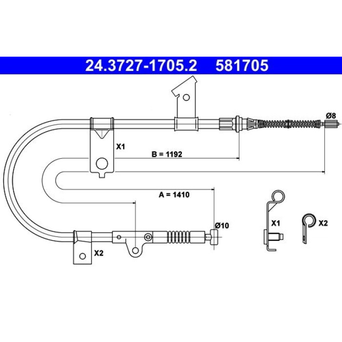 ATE 24.3727-1705.2 Seilzug, Feststellbremse ATE 24.3727-1705.2 Seilzug, Feststellbremse
