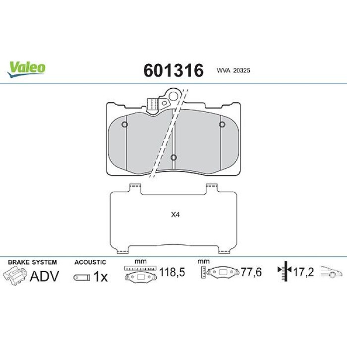 Valeo 601316 Bremsbelagsatz, Scheibenbremse