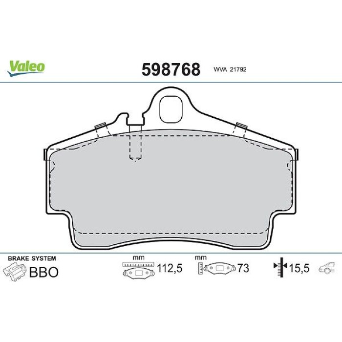 Valeo 598768 Bremsbelagsatz, Scheibenbremse Valeo 598768 Bremsbelagsatz, Scheibenbremse