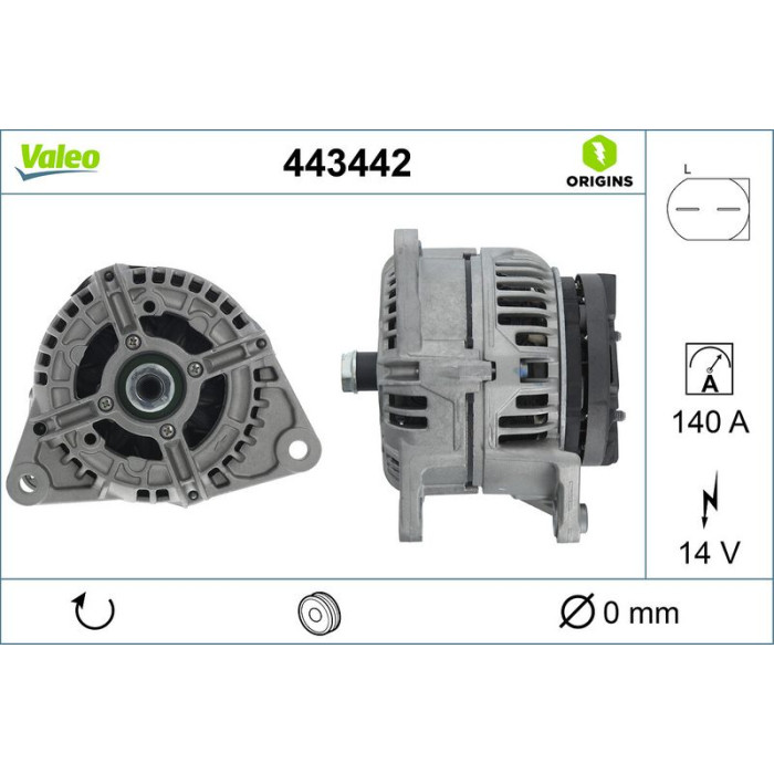 Valeo 443442 Generator ORIGINS - NEW O.E. TECHNOLOGIE Valeo 443442 Generator ORIGINS - NEW O.E. TECHNOLOGIE