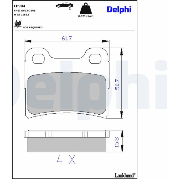 Delphi LP904 Bremsbelagsatz, Scheibenbremse