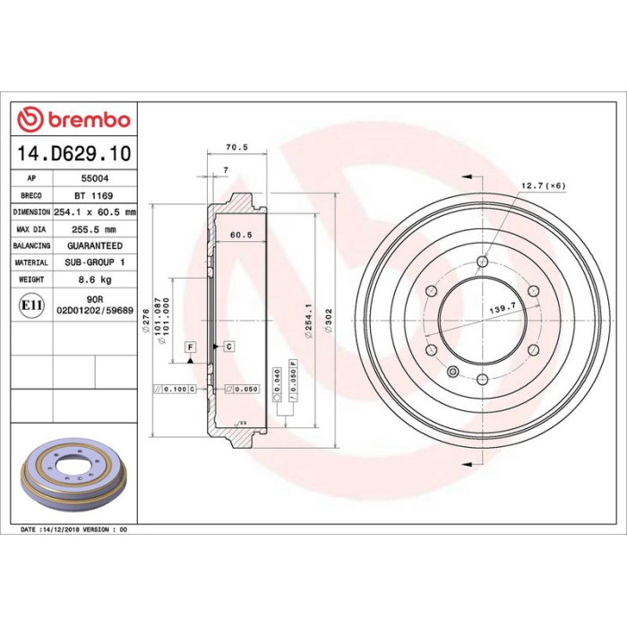 Brembo 14.D629.10 Bremstrommel ESSENTIAL LINE Brembo 14.D629.10 Bremstrommel ESSENTIAL LINE