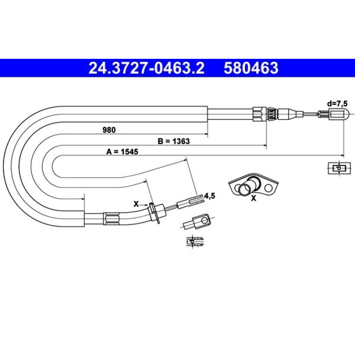 ATE 24.3727-0463.2 Seilzug, Feststellbremse ATE 24.3727-0463.2 Seilzug, Feststellbremse