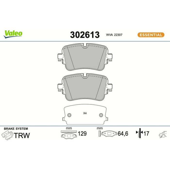 Valeo 302613 Bremsbelagsatz, Scheibenbremse ESSENTIAL