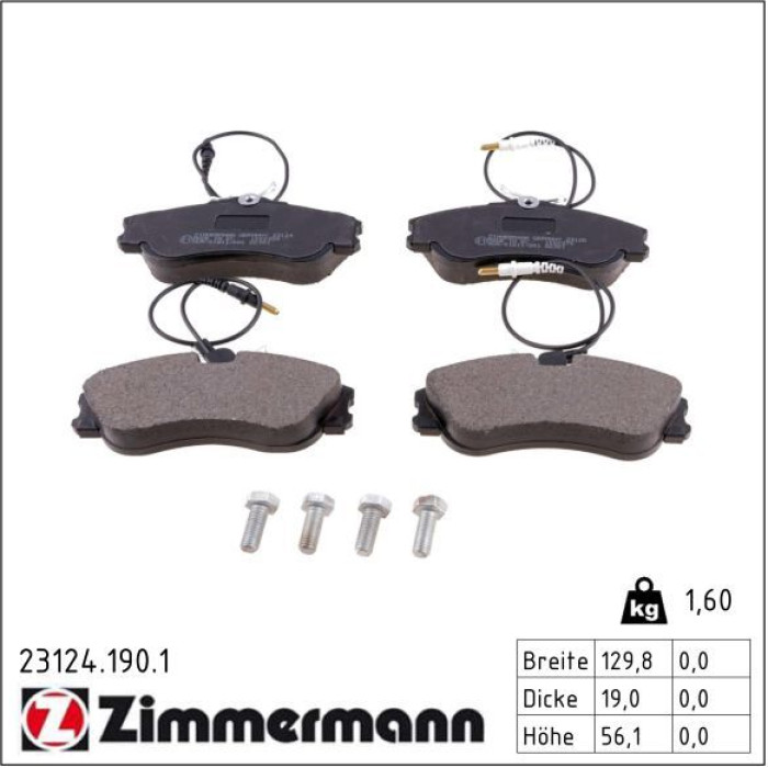 Zimmermann 23124.190.1 Bremsbelagsatz, Scheibenbremse