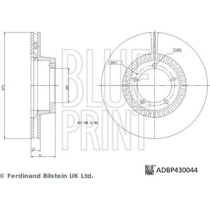 Blue Print ADBP430044 Bremsscheibe Blue Print ADBP430044 Bremsscheibe