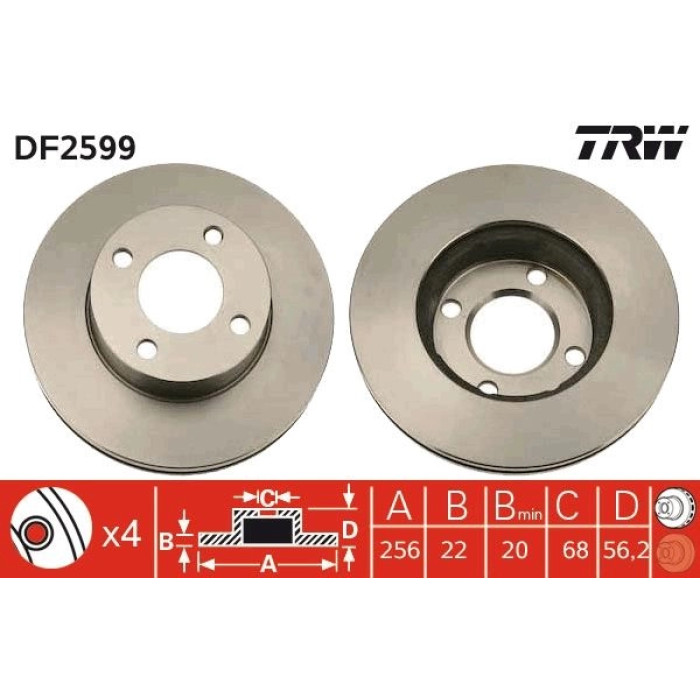 TRW DF2599 Bremsscheibe TRW DF2599 Bremsscheibe