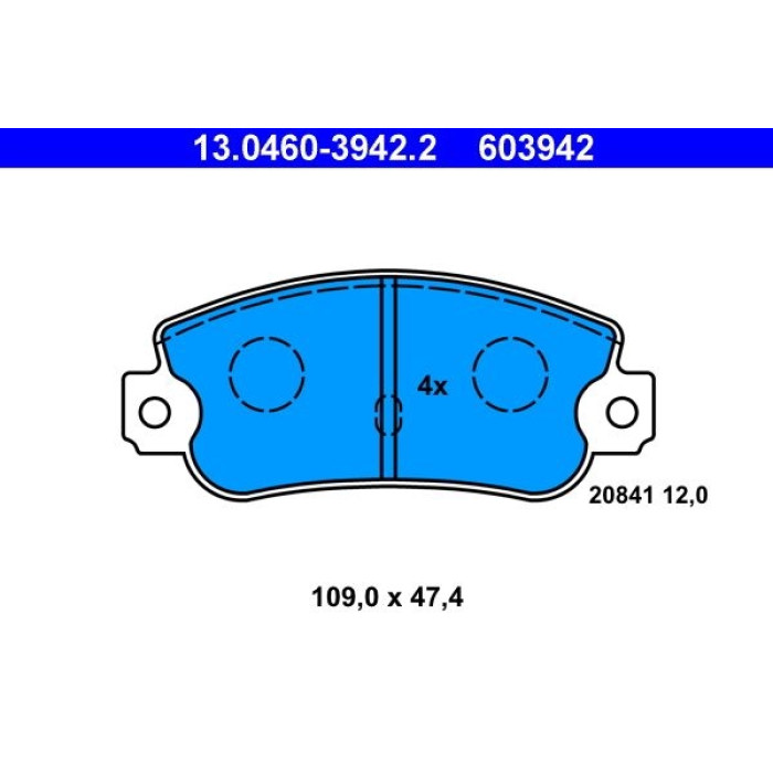 ATE 13.0460-3942.2 Bremsbelagsatz, Scheibenbremse ATE 13.0460-3942.2 Bremsbelagsatz, Scheibenbremse