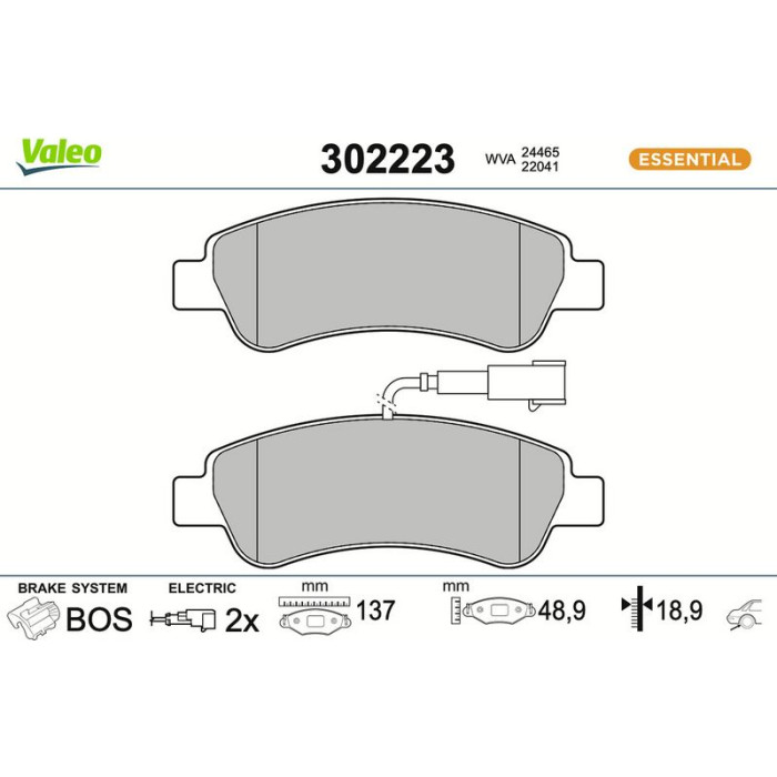 Valeo 302223 Bremsbelagsatz, Scheibenbremse ESSENTIAL