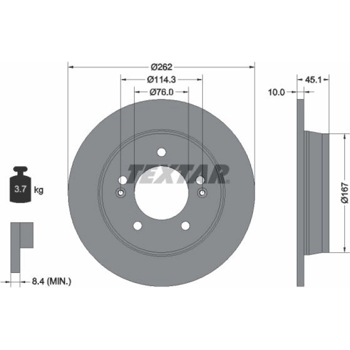 Textar 92240003 Bremsscheibe PRO Textar 92240003 Bremsscheibe PRO