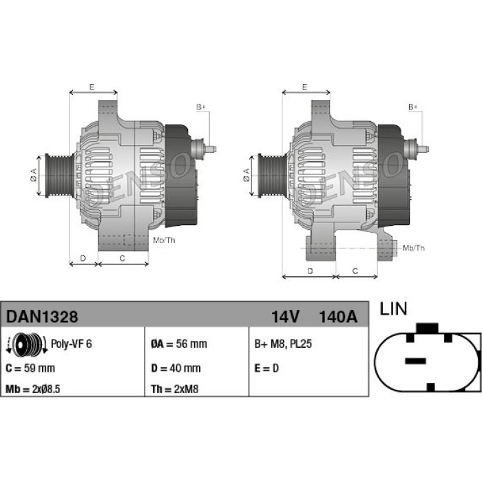 Denso DAN1328 Generator Denso DAN1328 Generator