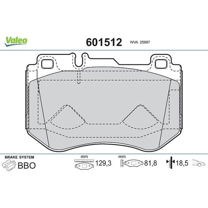 Valeo 601512 Bremsbelagsatz, Scheibenbremse