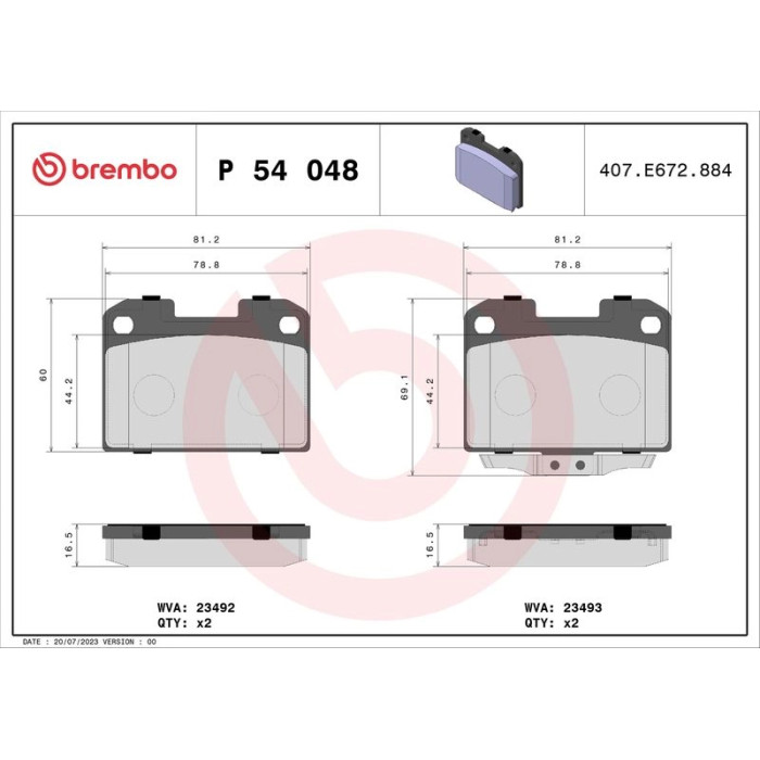 Brembo P 54 048 Bremsbelagsatz, Scheibenbremse PRIME LINE Brembo P 54 048 Bremsbelagsatz, Scheibenbremse PRIME LINE