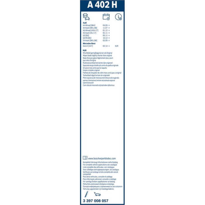 BOSCH 10866022 Wischblatt A297S+A402H Scheibenwischer BOSCH 10866022 Wischblatt A297S+A402H Scheibenwischer