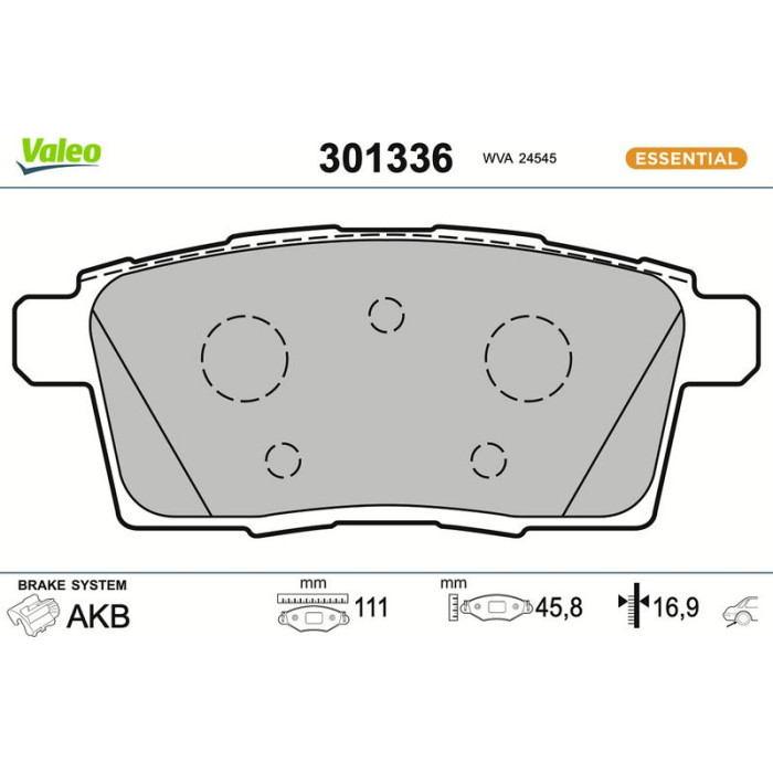 Valeo 301336 Bremsbelagsatz, Scheibenbremse ESSENTIAL Valeo 301336 Bremsbelagsatz, Scheibenbremse ESSENTIAL